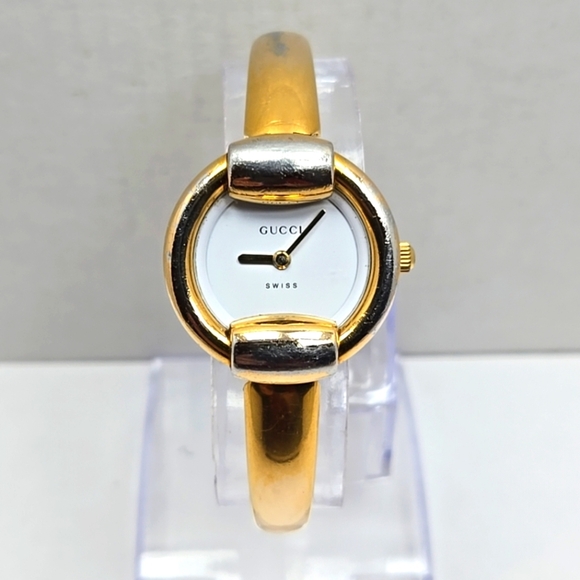 Womens Gucci 10k Gold Plated Watch 1400L Vintage Quartz Swiss Made New Battery - Picture 1 of 13
